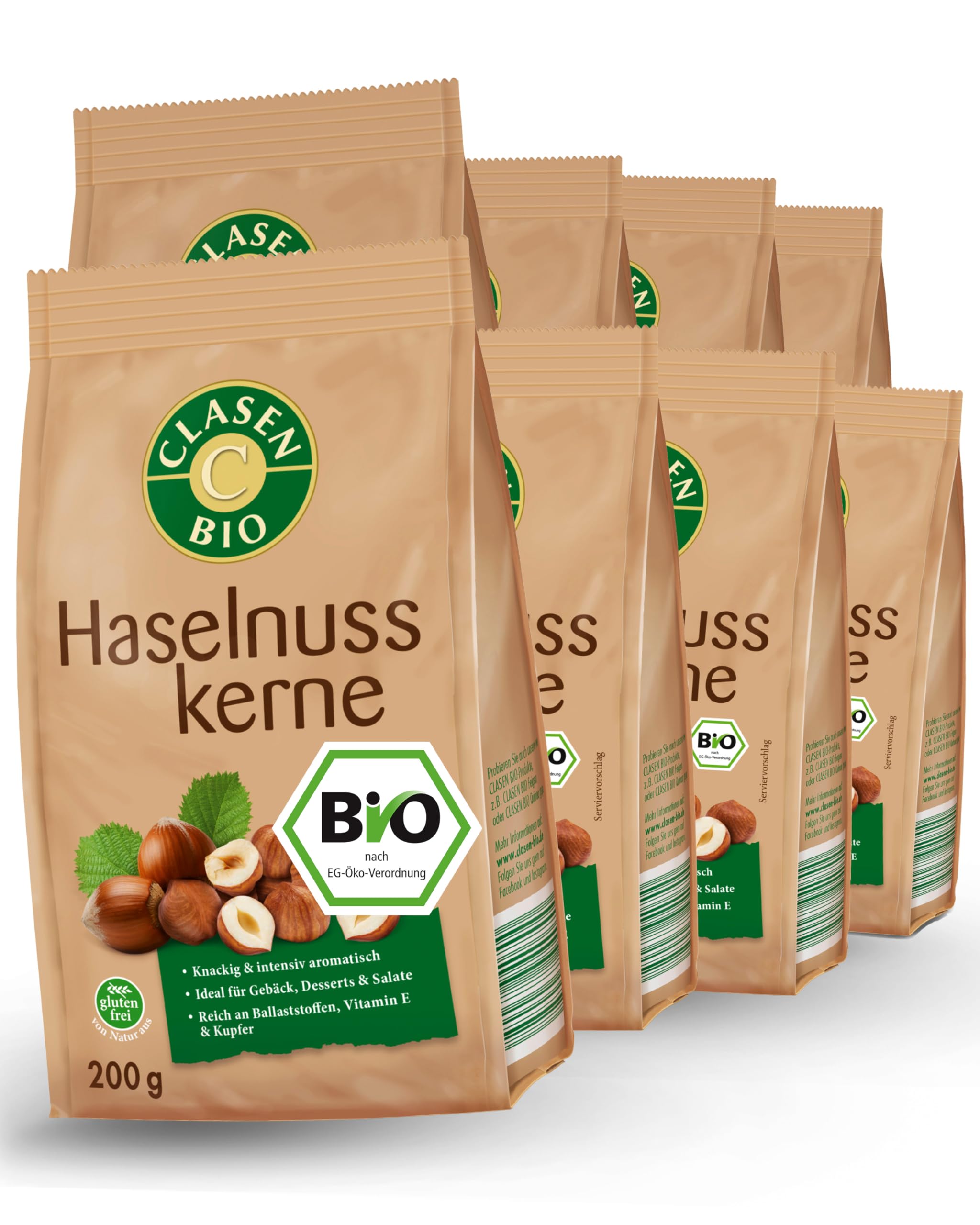 8x CLASEN BIO Haselnusskerne ohne Schale- 200g