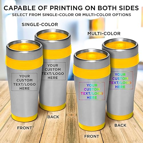 Miniatura 37 de Tazas de viaje de acero inoxidable con aislamiento personalizado, 16 onzas, juego de 100, paquete personalizado a granel, perfectas para café