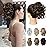 REECHO 9 Short Ponytail Extension, Classic Loose Curly Wavy Claw Clip Pony tails Hair Extensions HP001 Hairpieces for Women - Dark Brown with Highlights
