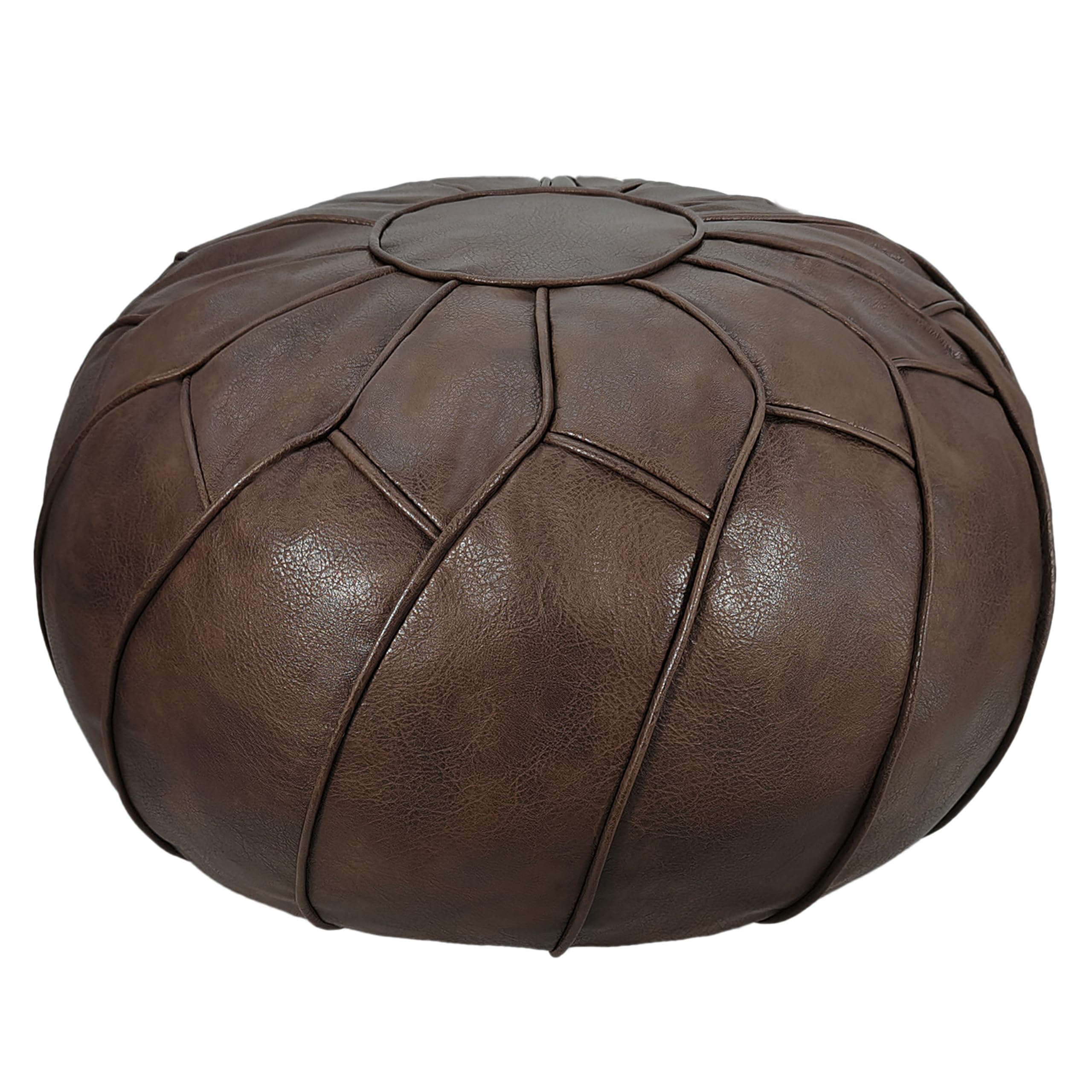 Thgonwid Round Unstuffed Pouf Cover, Leather Foot Stool Ottoman with Storage, Bean Bag Floor Chair, Multi Functional Footrest for Living Room, Bedroom