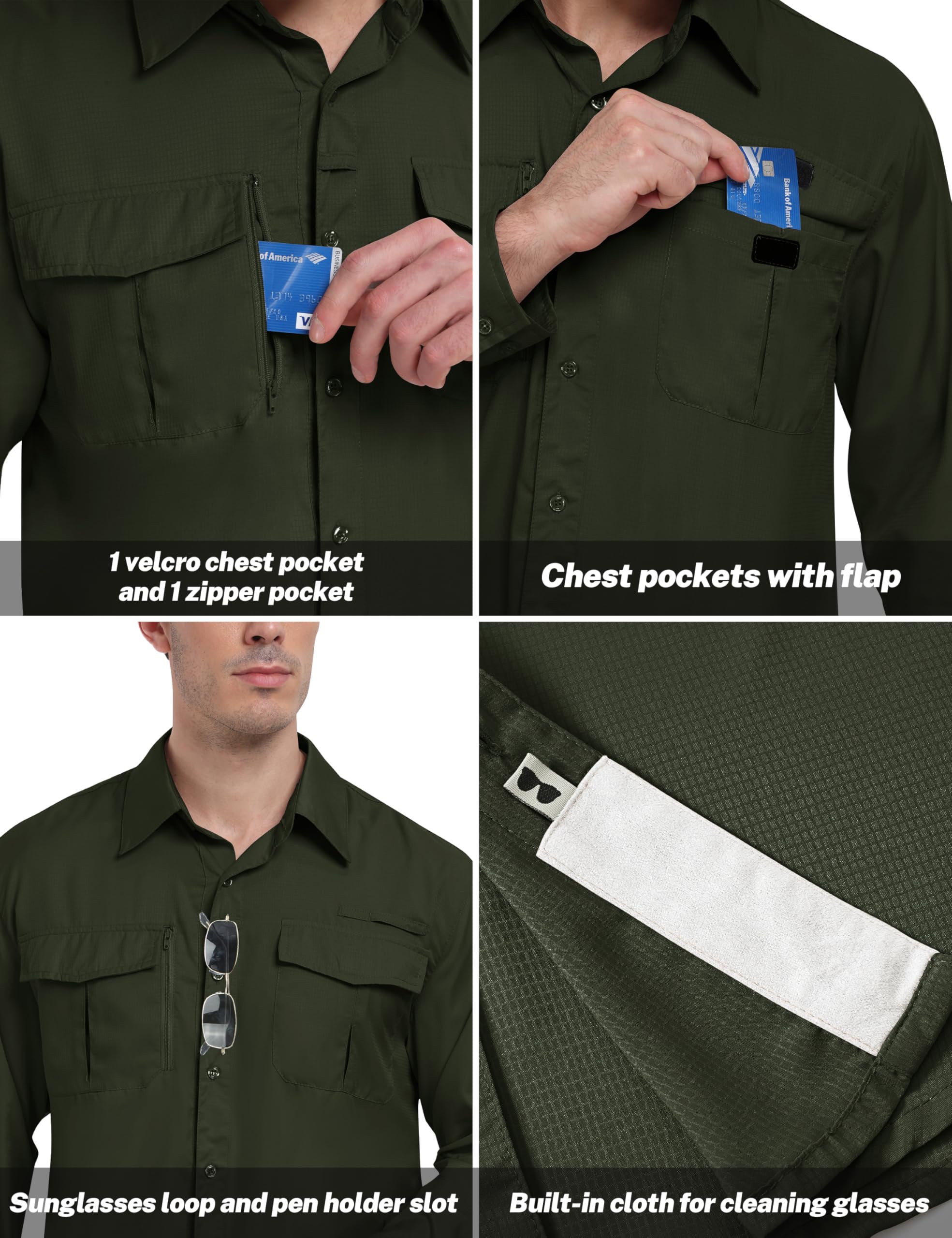 MoFiz Camisa Deportiva de Manga Larga para Hombre Camisa Ligera de Pesca Senderismo Protección UV para Exteriores Funcional Camisa Transpirable de Secado Rápido