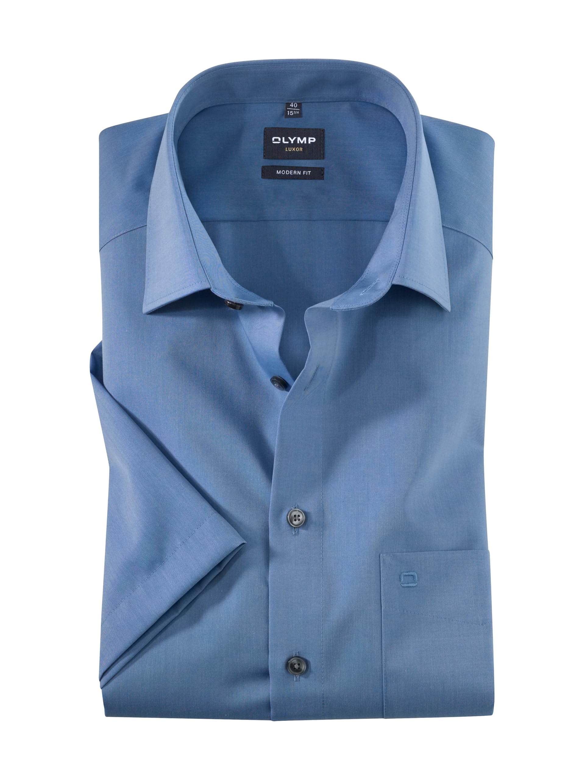 Olymp Luxor kurzarm Hemd Modern Fit - blau, 43, Mittelblau