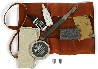 1844 Helko Werk Germany Premium Axe Care and Maintenance Kit Includes Axe Sharpening Stone, Sharpening File, Handle Oil, Head Oil, Blade Cleaner, Sand Paper, Wedges (Premium Maintenance Kit) #F8790-2