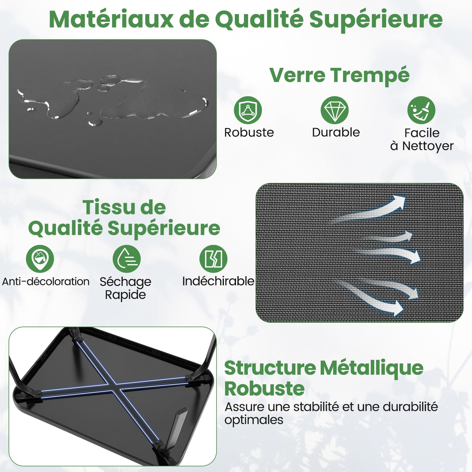 GOPLUS Salon de Jardin 4 Personnes Exterieur, 4 Pcs Canapé Exterieur avec Table Basse en Verre Trempée, 2 Fauteuils, Ensemble de Bistrot pour Jardin,Terrasse,Balcon