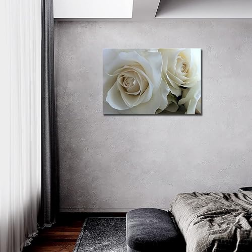 Miniatura 2 de First Wall Art - Enormes rosas en blanco puro arte de la pared pintura imágenes impresas en lienzo flor la imagen para decoración moderna del hogar