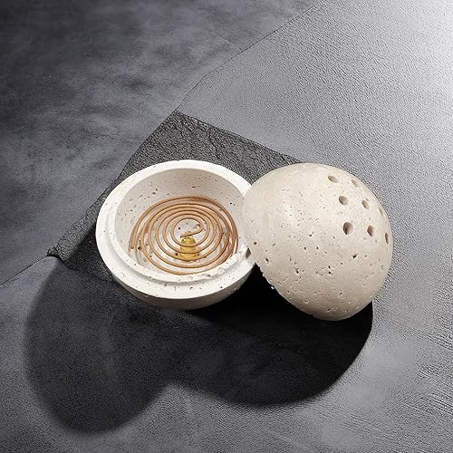 Miniatura 6 de Quemador de incienso de travertino, soporte de incienso de mármol natural, quemador de incienso hecho a mano para meditación, yoga, spa, adecuado