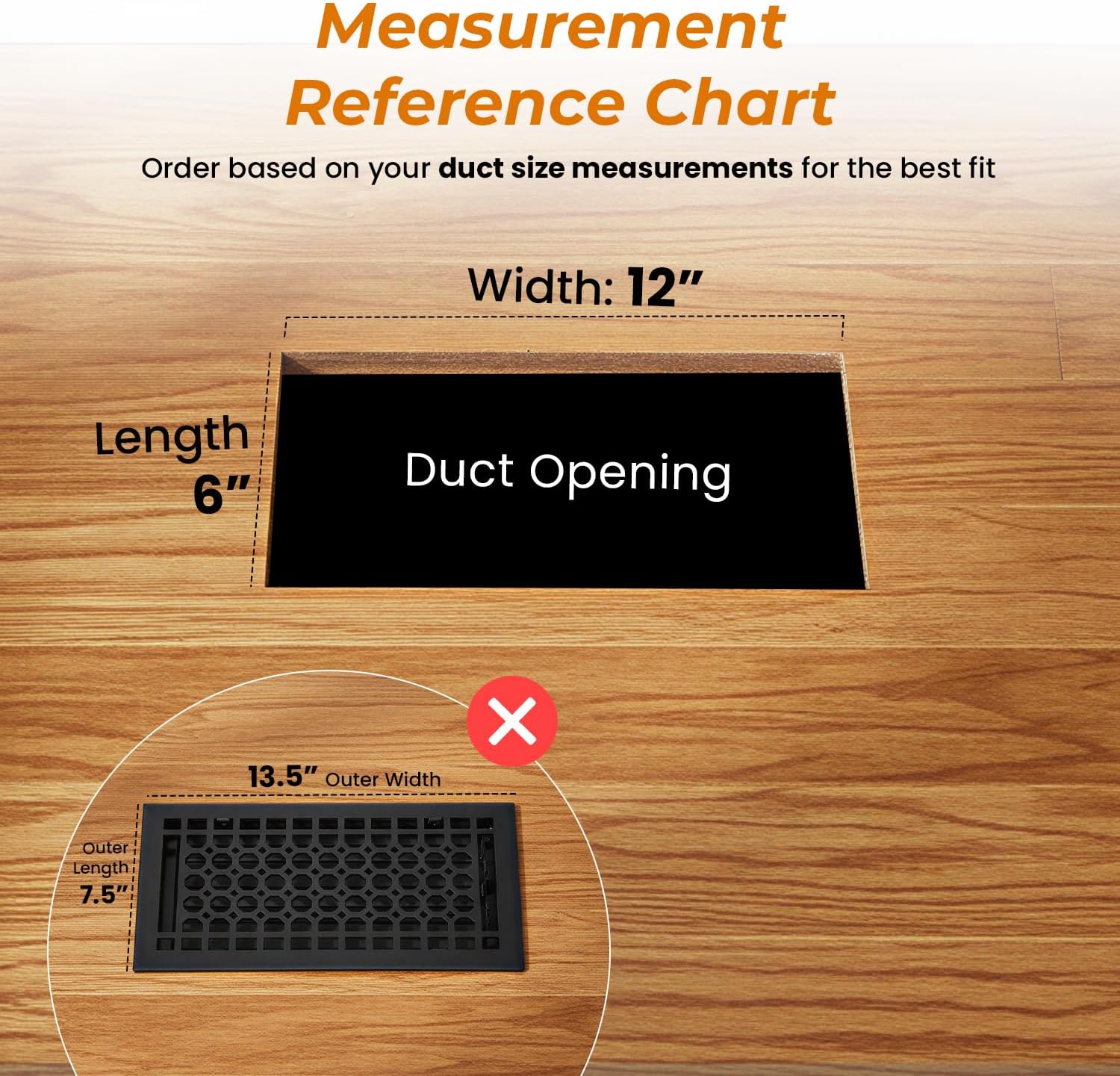 Empire Register Co, Vent Cover - 6x12 inch, Honeycomb Design, Textured Black Finish, Heavy Duty Floor Vent Covers, Metal Damper Attached Vent Covers for Home Floor only