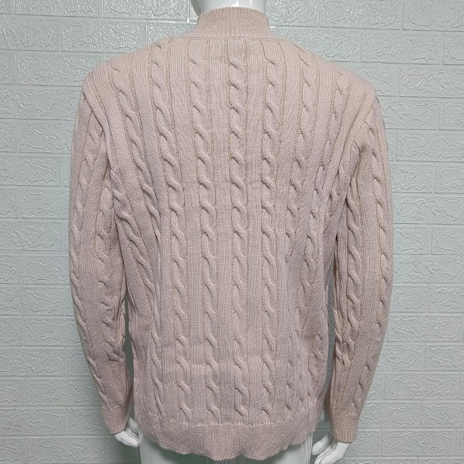 Ymosrh Men's Long Sleeve Casual Cable Twist Knit Quarter Zip Pullover Golf Sweaters, S-XL