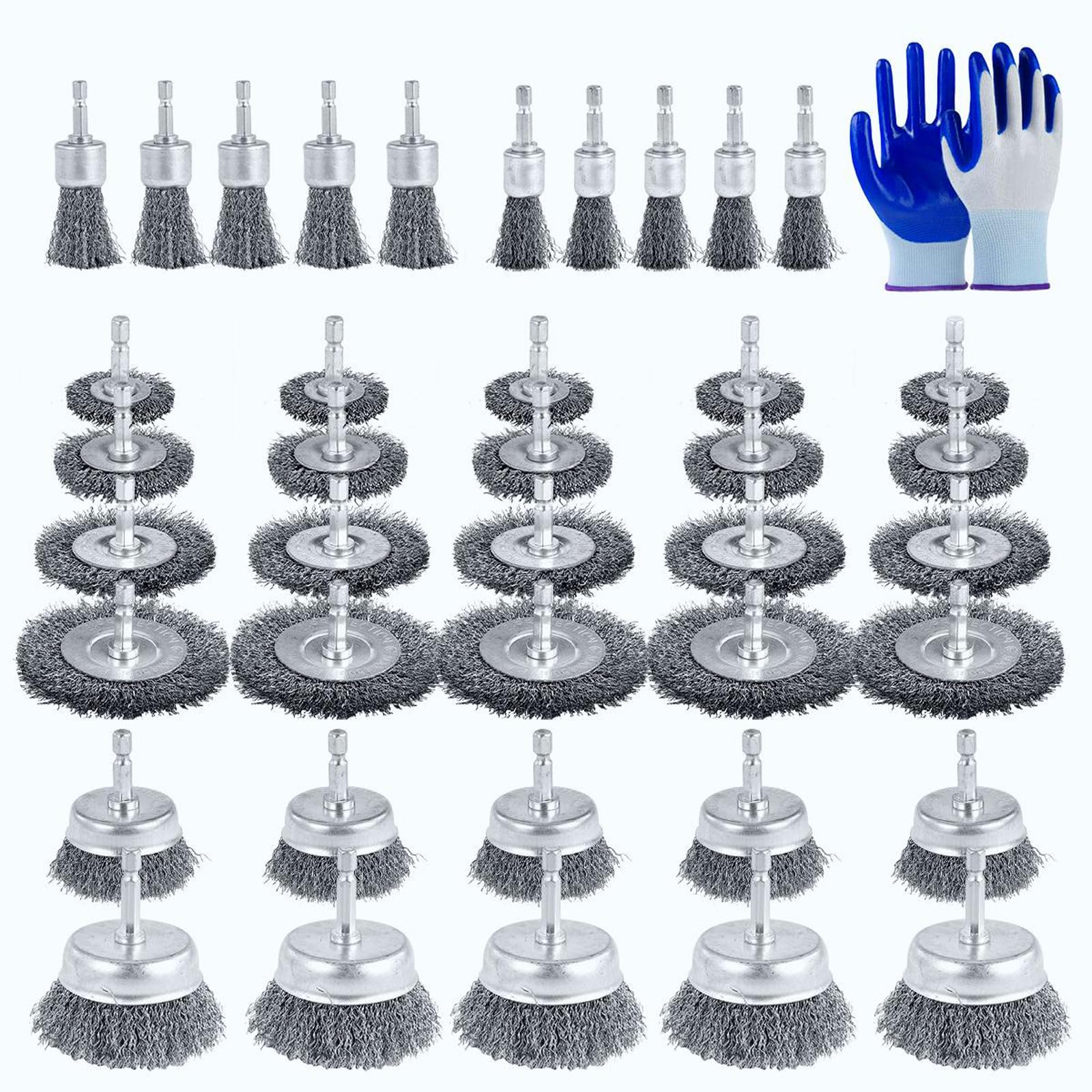 40 Pack Carbon Steel Wire Wheel for Drill, Cup Brush, Steel Wire Brush for Drill, Wire Wheel for Drill 1/4 Inch Arbor, Wire Brush Cleaning Rust.