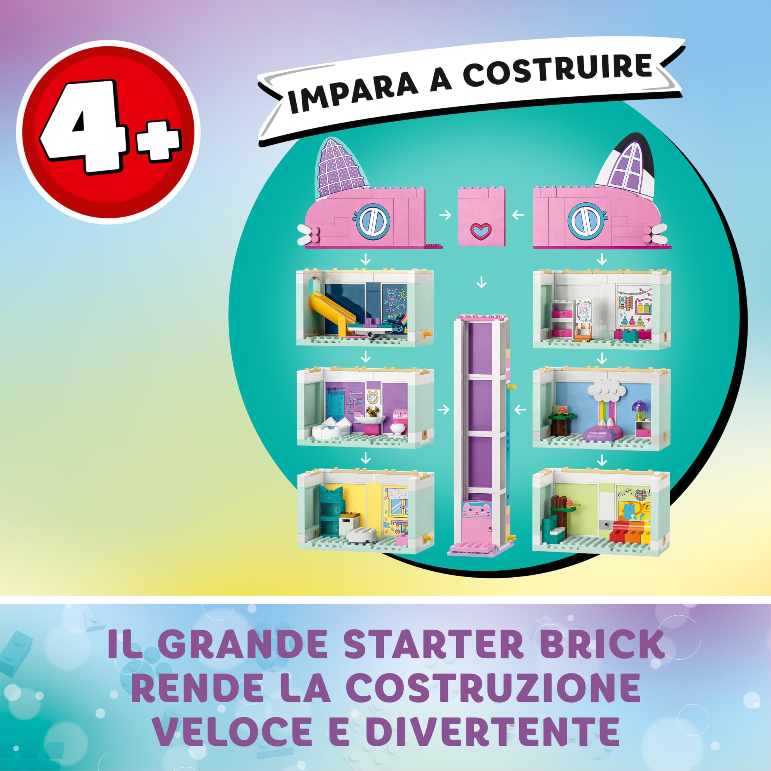 LEGO Gabby's Dollhouse - Casa delle Bambole Giocattolo a 4 Piani con i Personaggi di Gabby, Pandy Panda, Dolcetto e Siregatta e Accessori - Regalo di Compleanno per Bambine da 4 Anni in su - 10788 | Casa delle bambole a 4 piani, Gabby, Pandy Paws & MerCat