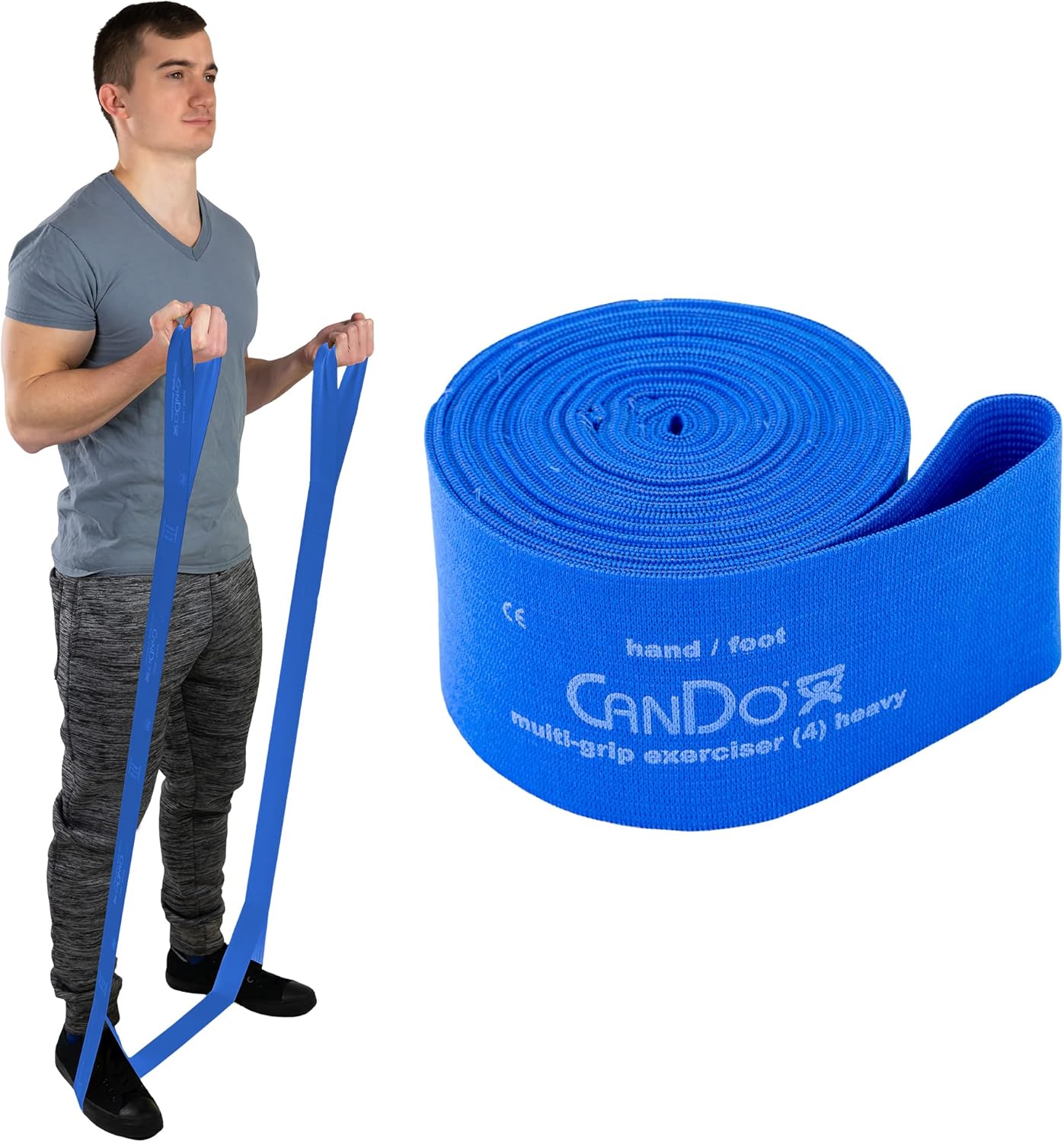 CanDo Multi-Grip 6 Foot Exercise Resistance Band with Hand/Foot Loops for Total Body Workouts, Training, Rehab, Stretching and Therapy