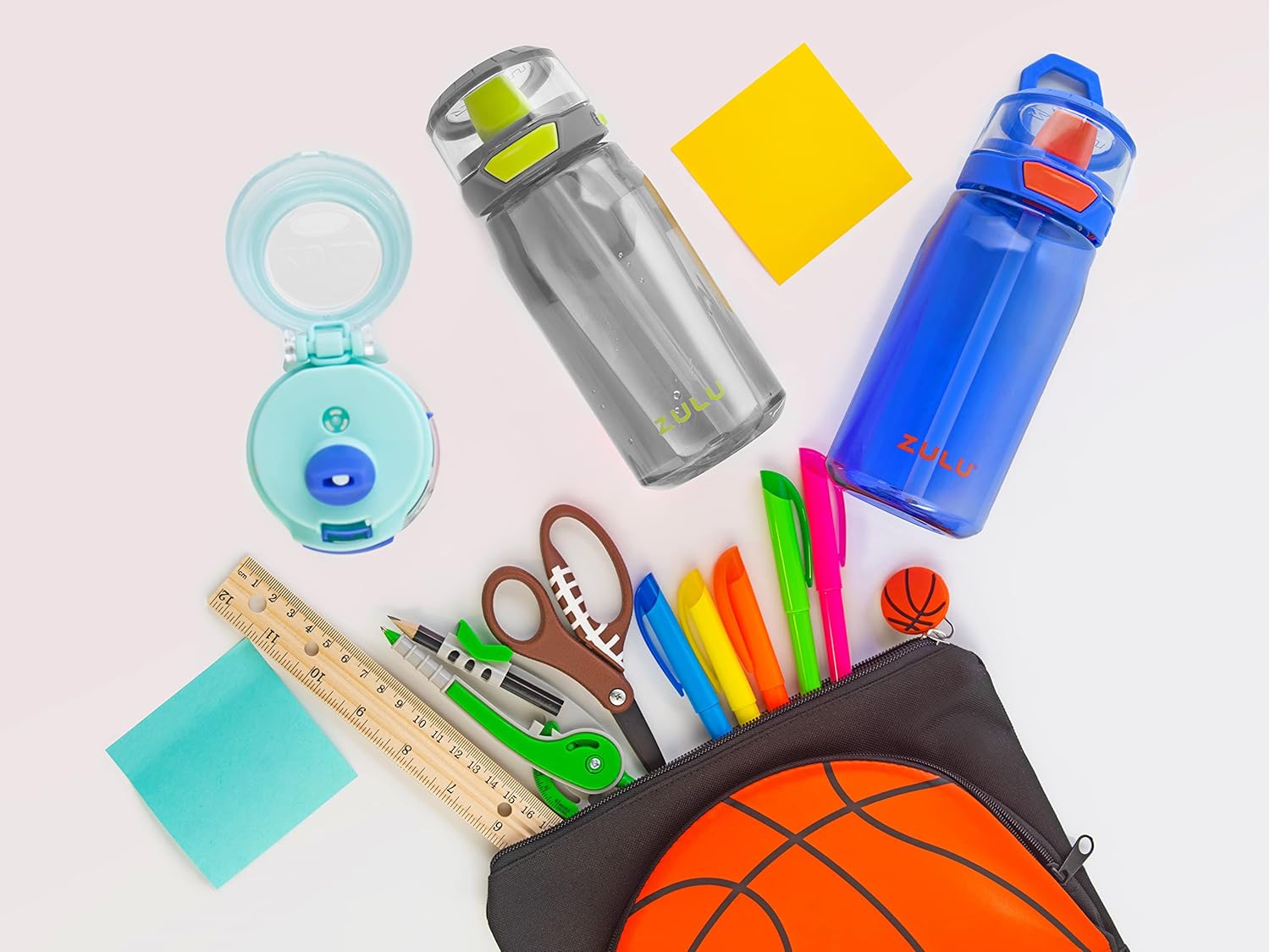 Zulu Kids Flex 16oz Tritan Plastic Water Bottle with Silicone Spout, Leak-Proof Locking Flip Lid and Soft Touch Carry Loop for School Backpack, Lunchbox, and Outdoor Sports, Blue - Image 7