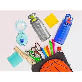 ZULU Kids Flex 16oz Tritan Plastic Water Bottle with Silicone Spout, Leak-Proof Locking Flip Lid and Soft Touch Carry Loop for School Backpack, Lunchbox, and Outdoor Sports, Blue