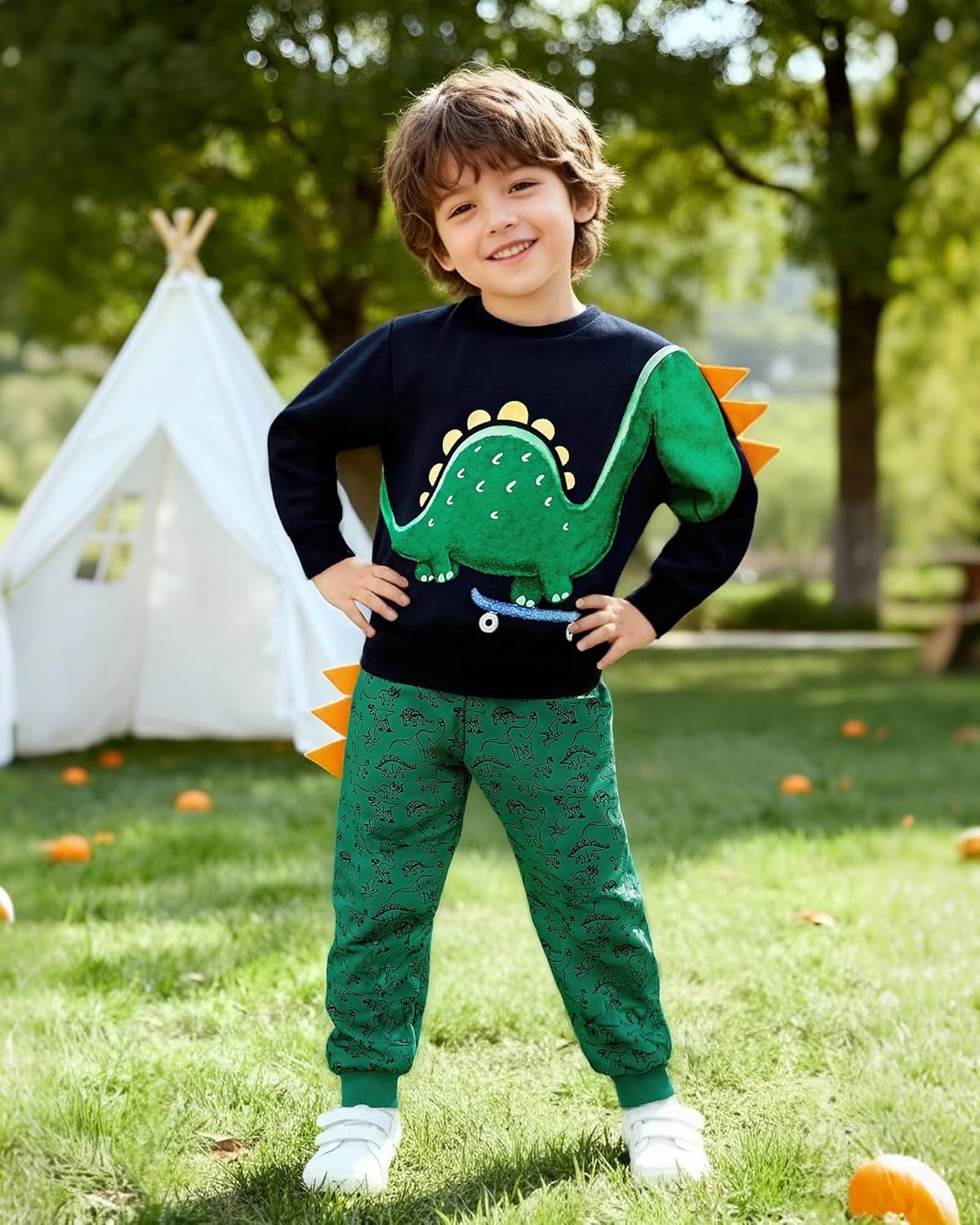 Toddler Boy Clothes Fall Winter Outfit Long Sleeve Animal Printed Top and Pants Set 2 Piece Sweatsuit 2-7Y - Image 6