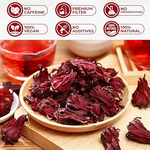 Miniatura 6 de Té de hibisco prémium orgánico 100% puro secado de flor de hibisco que ayuda a la salud del corazón, salud hepática, equilibrio de azúcar en sangre,