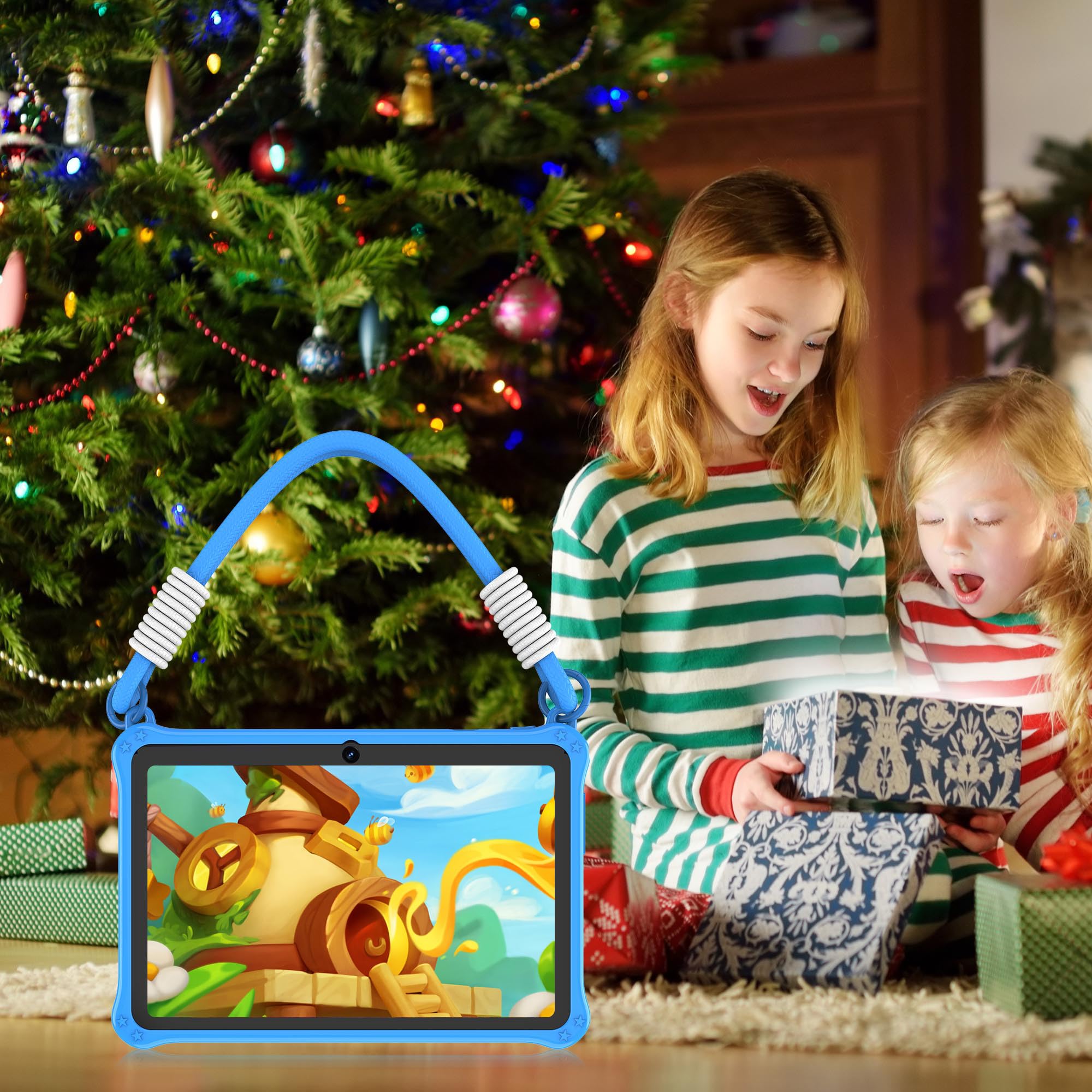 GOZZGEAR Android 13 Kids Tablets 7 inch for Toddler, Parental Control, Free Kids APP, 32GB, Expandable 512GB, 3500Mah, WiFi Dual Camera with Eye Protection, Blue — view 6