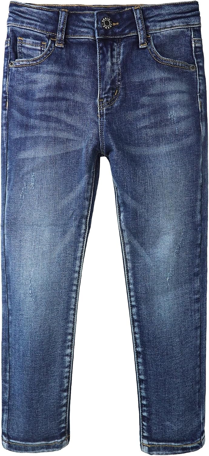 KIDSCOOL Girls Slim Ripped Jeans Adjustable Elastic Waist Denim Pants