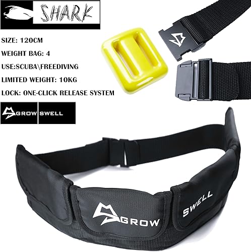 Miniatura 2 de Cinturón de peso para buceo con 4 bolsillos, hebilla de liberación rápida y ajuste cómodo, cinturón de peso de bolsillo de buceo con protección