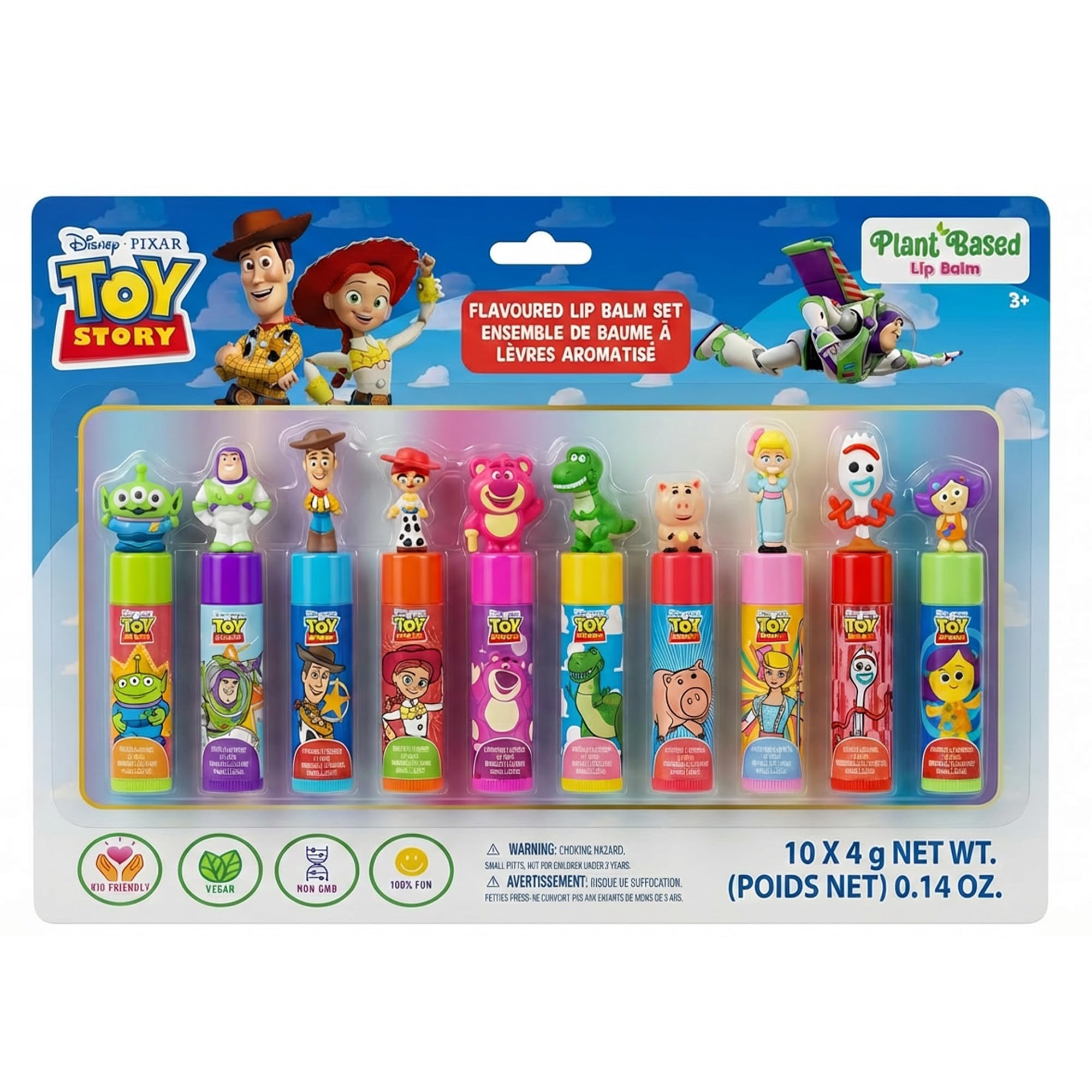Toy Story Baume Lèvres Végétal 10 pcs avec Topper Cadeau Enfant
