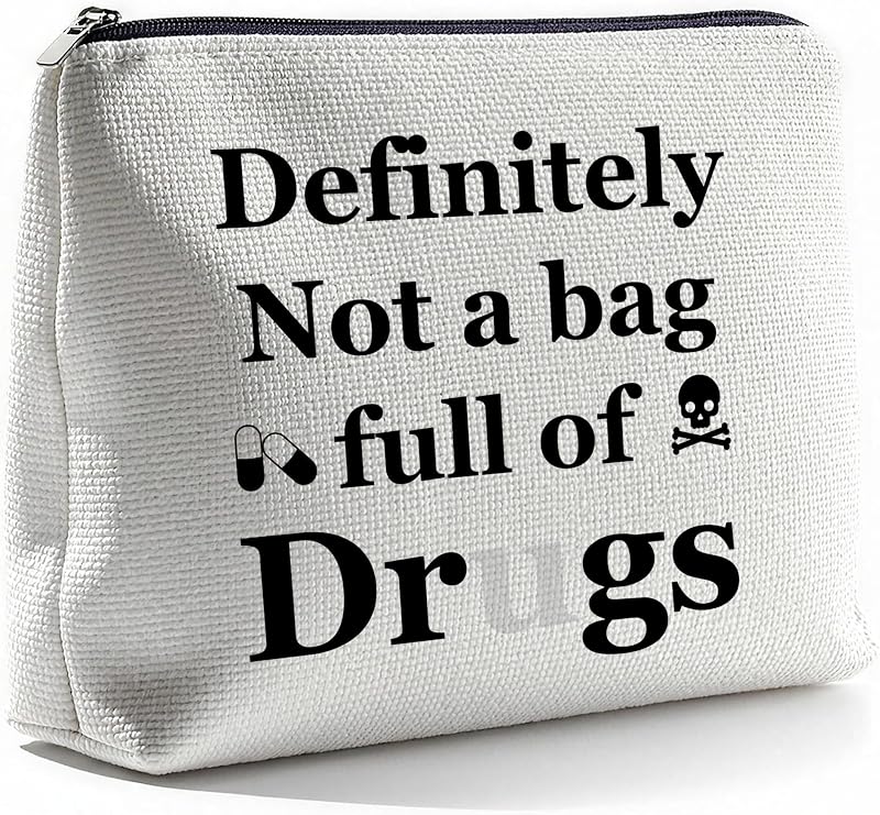Necessaire de maquiagem CLHHM com estampa temática médica, lona e zíper