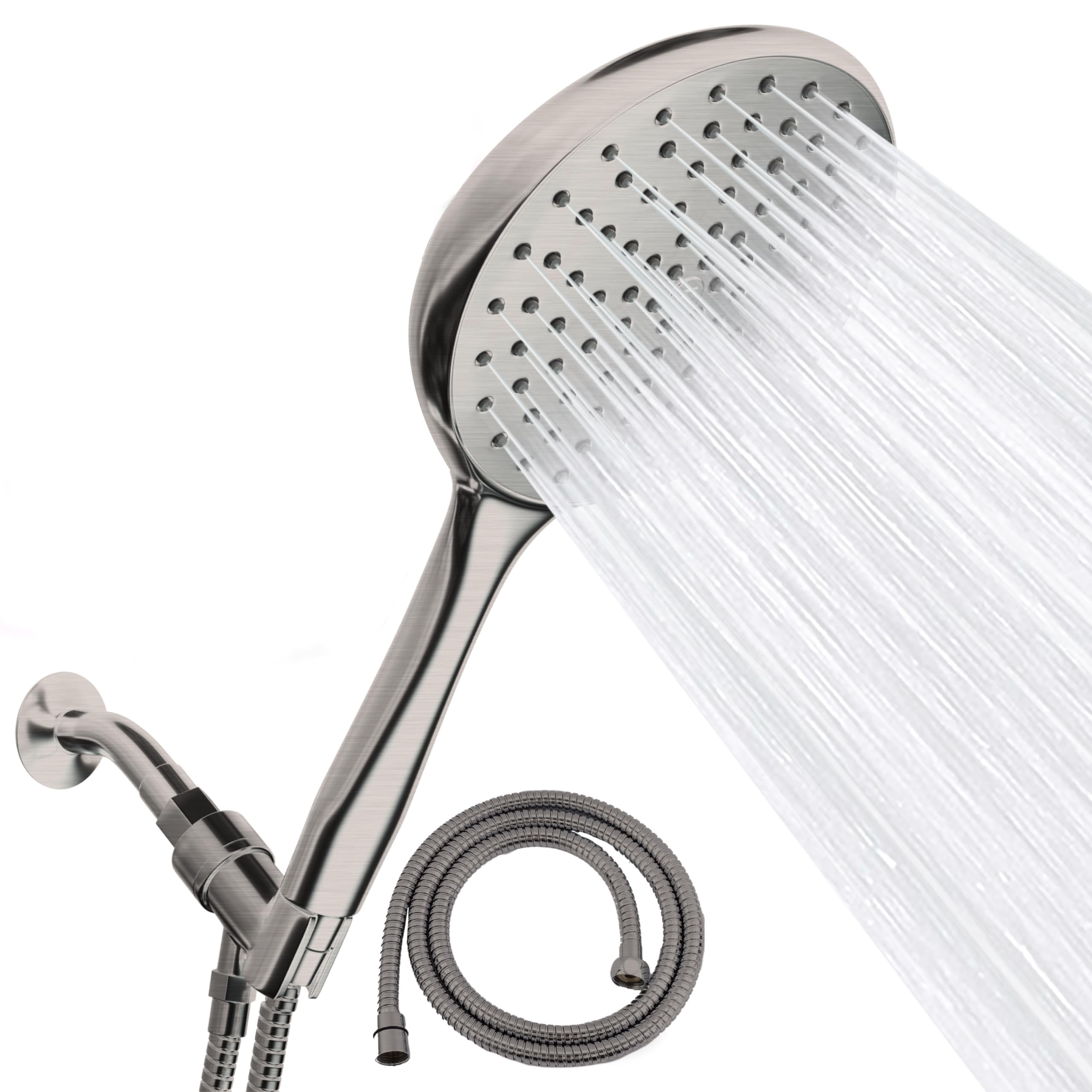 SparkPod 6-Inch High Pressure Handheld Shower Head with Hose - Elegant Brushed Nickel
