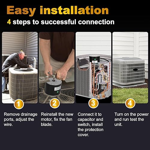 Miniatura 7 de Motor de condensador W51-14CJA1-02, 14HP, 1075RPM, motor de ventilador de condensador estándar OEM 208230V con condensador de metal