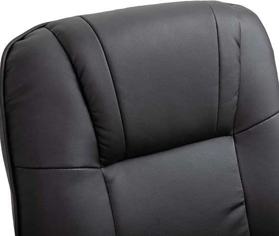 Faux Leather Manual Recliner, Adjustable Swivel Lounge Chair with Footrest, Armrest and Wrapped Wood Base for Living Room, Black