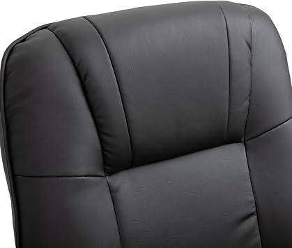 Faux Leather Manual Recliner, Adjustable Swivel Lounge Chair with Footrest, Armrest and Wrapped Wood Base for Living Room, Black