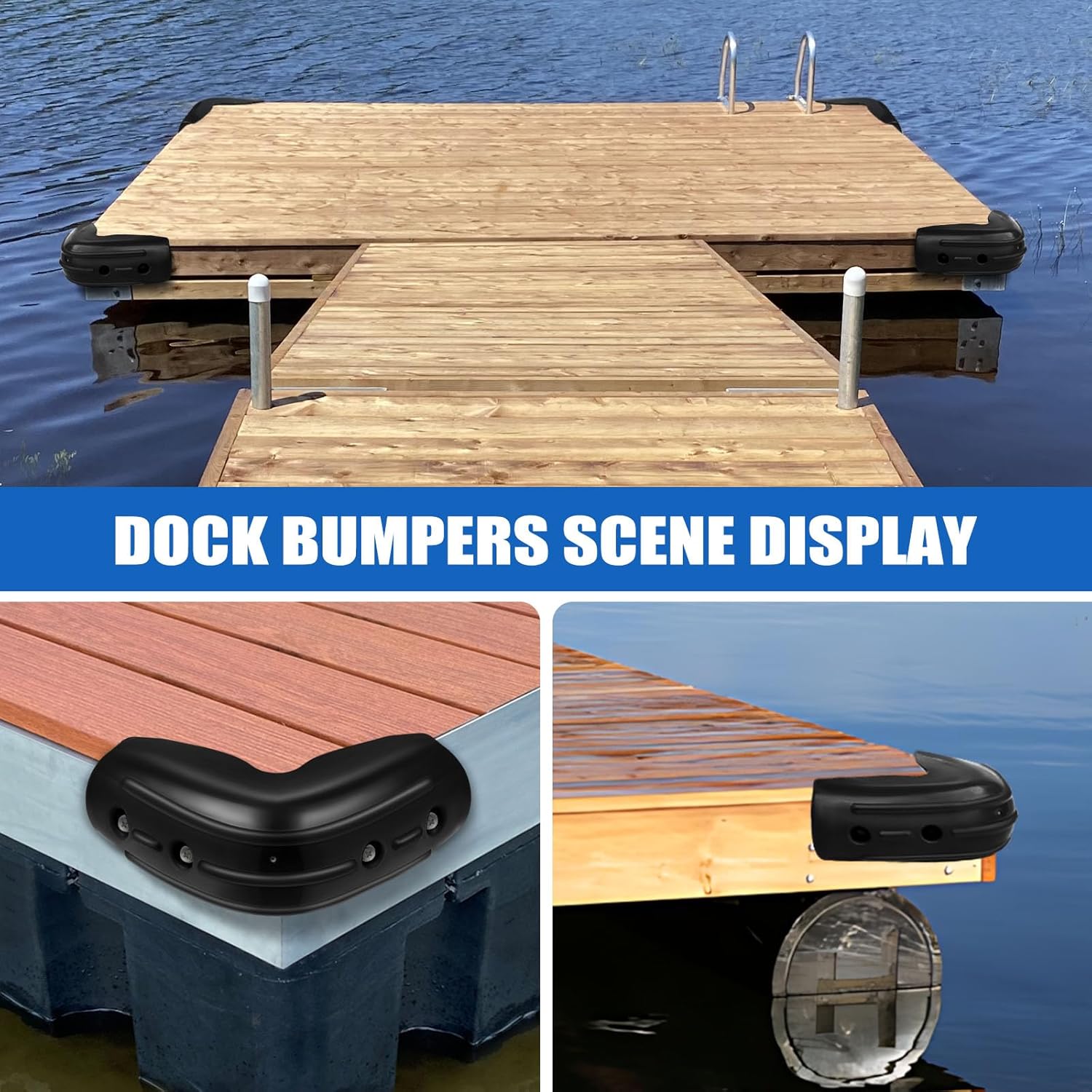 Dock Corner Bumpers 2 Pack, Marine Corner Dock Bumpers Fender Guard for Docking, Soft UV-Resistant Vinyl, Inflatable Boat Dock Bumpers for 90-Degree Angles, 10"x10"