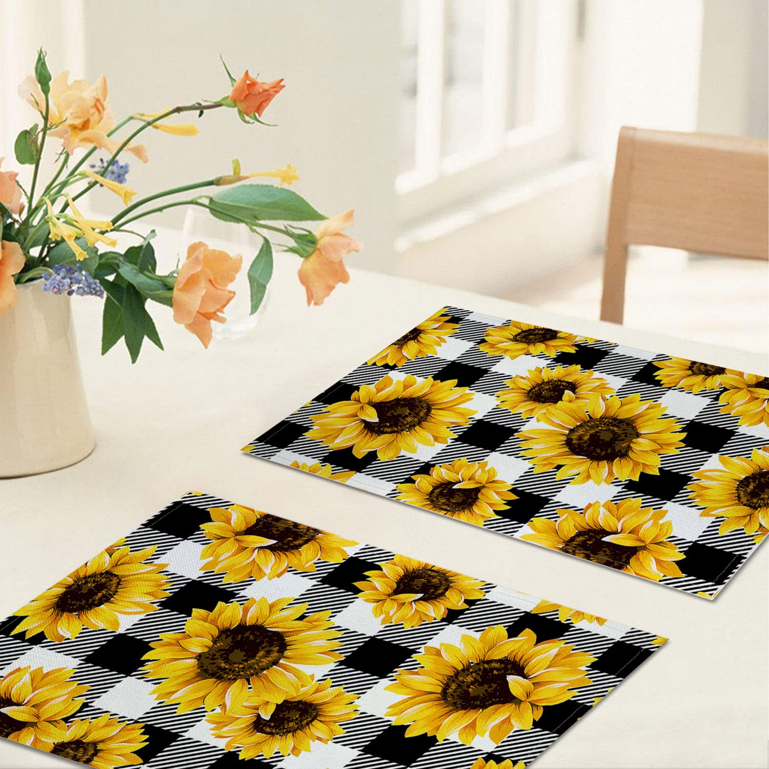 Set di 6 tovagliette in lino lavabili, 30 x 45 cm, per feste, cucina