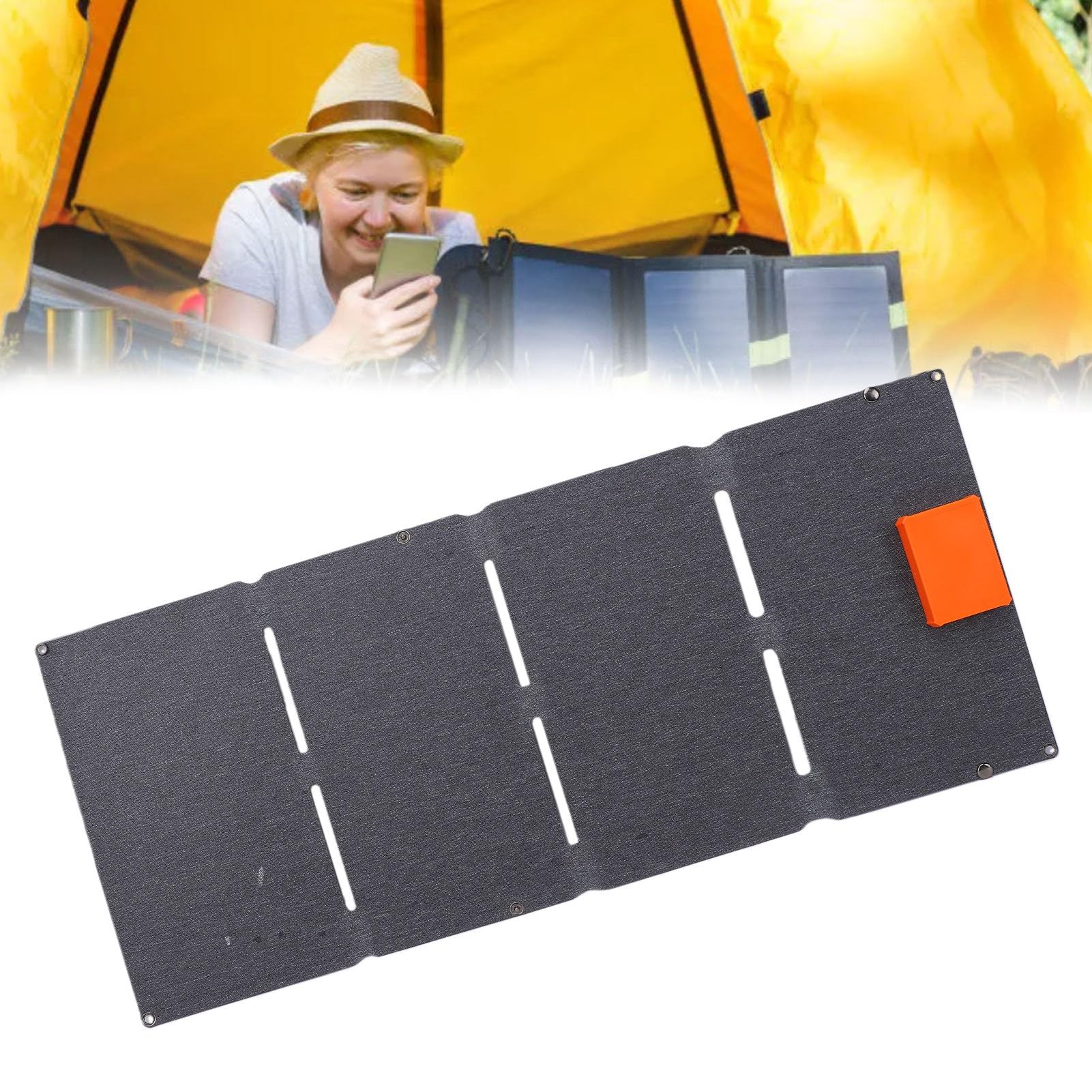 Fockety Panneau Solaire Portable, Panneau Solaire Pliant 12 V 5 V à Rapide 80 W Double Sortie USB Chargeur Solaire Pliable Monocristallin pour Le Camping Pêche en Camping-Car