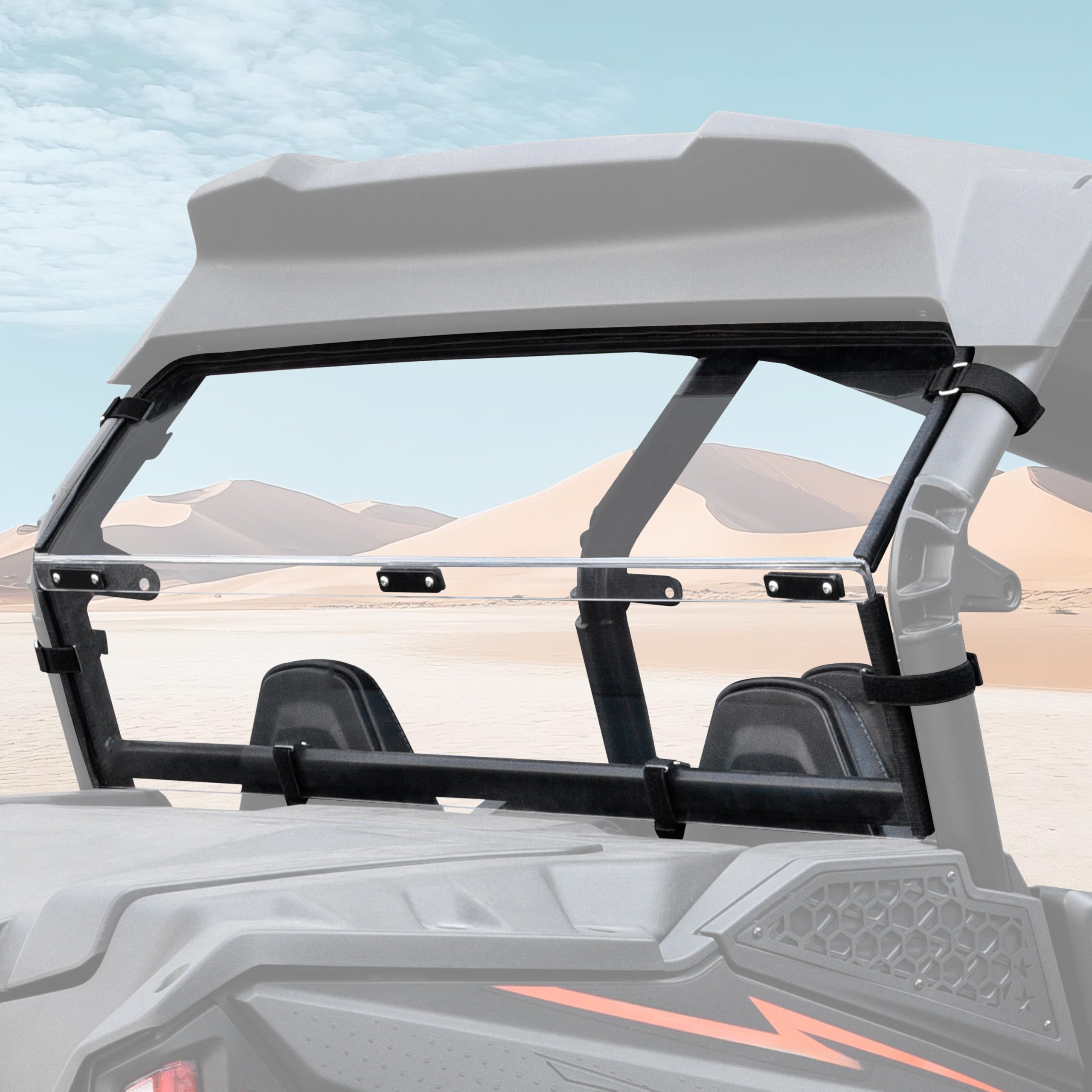 Scratch Resistant Rear Windshield for CFMOTO Zforce 950 Sport & 4 800 Trail 2023-2026, Clear 1/5" Hard Coated Polycarbonate Rear Windscreen Window