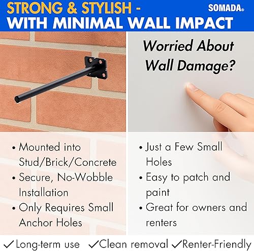 Miniatura 9 de Soportes flotantes de estante de 8 pulgadas, 4 unidades de soportes invisibles para estantes resistentes, kit de hardware de acero sólido para