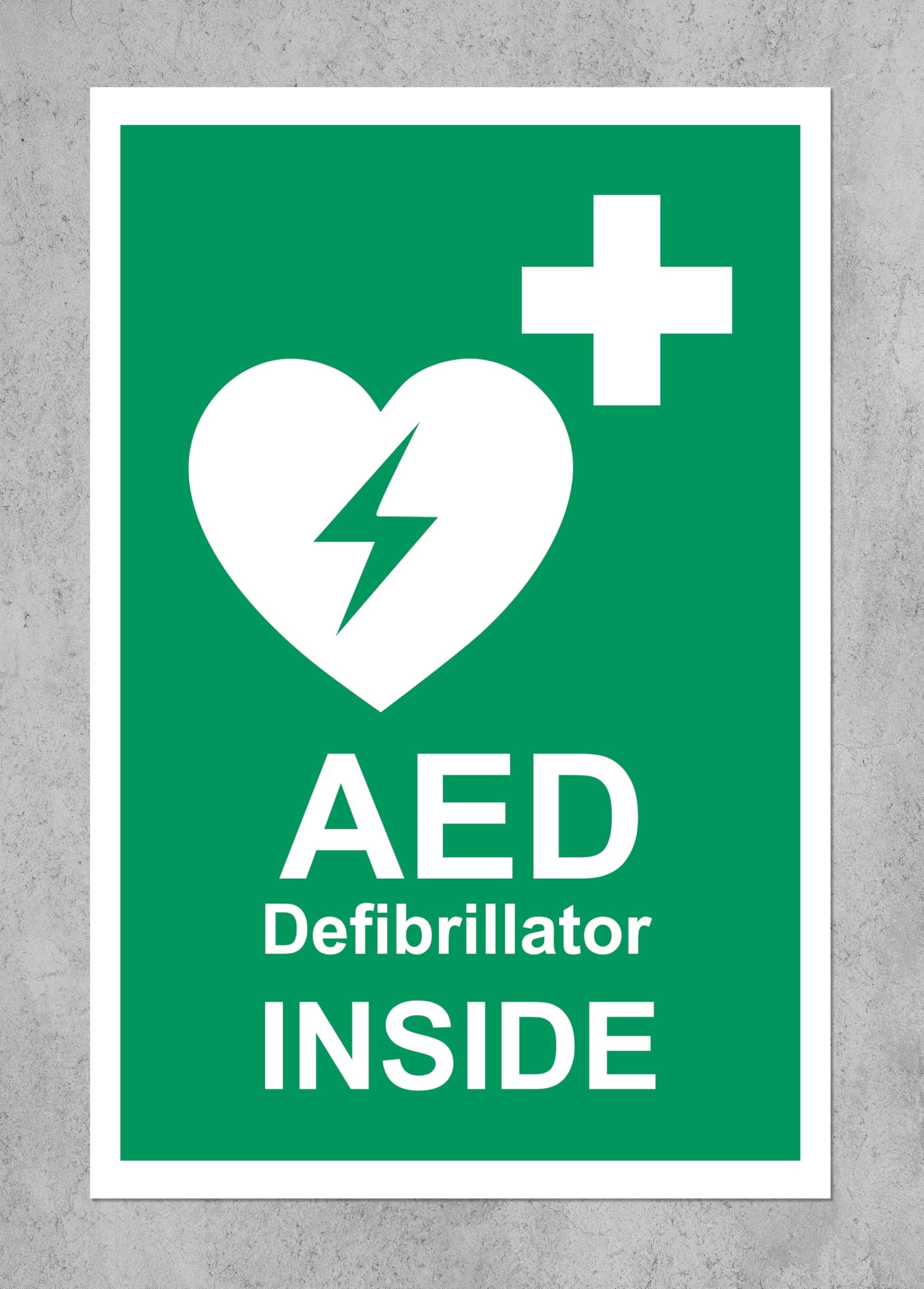 AED Automated External Defibrillator inside safety sign - Self adhesive sticker (400mm x 300mm)