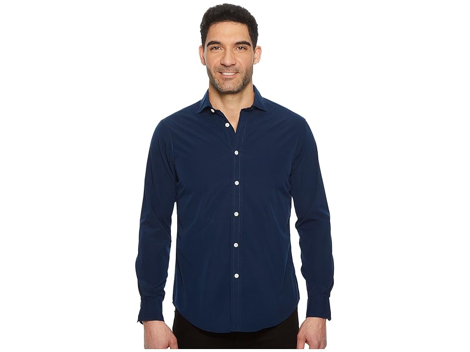 

Polo Ralph Lauren Striped Poplin Brownstone Long Sleeve Sport Shirt (Eastside Royal) Men's Clothing