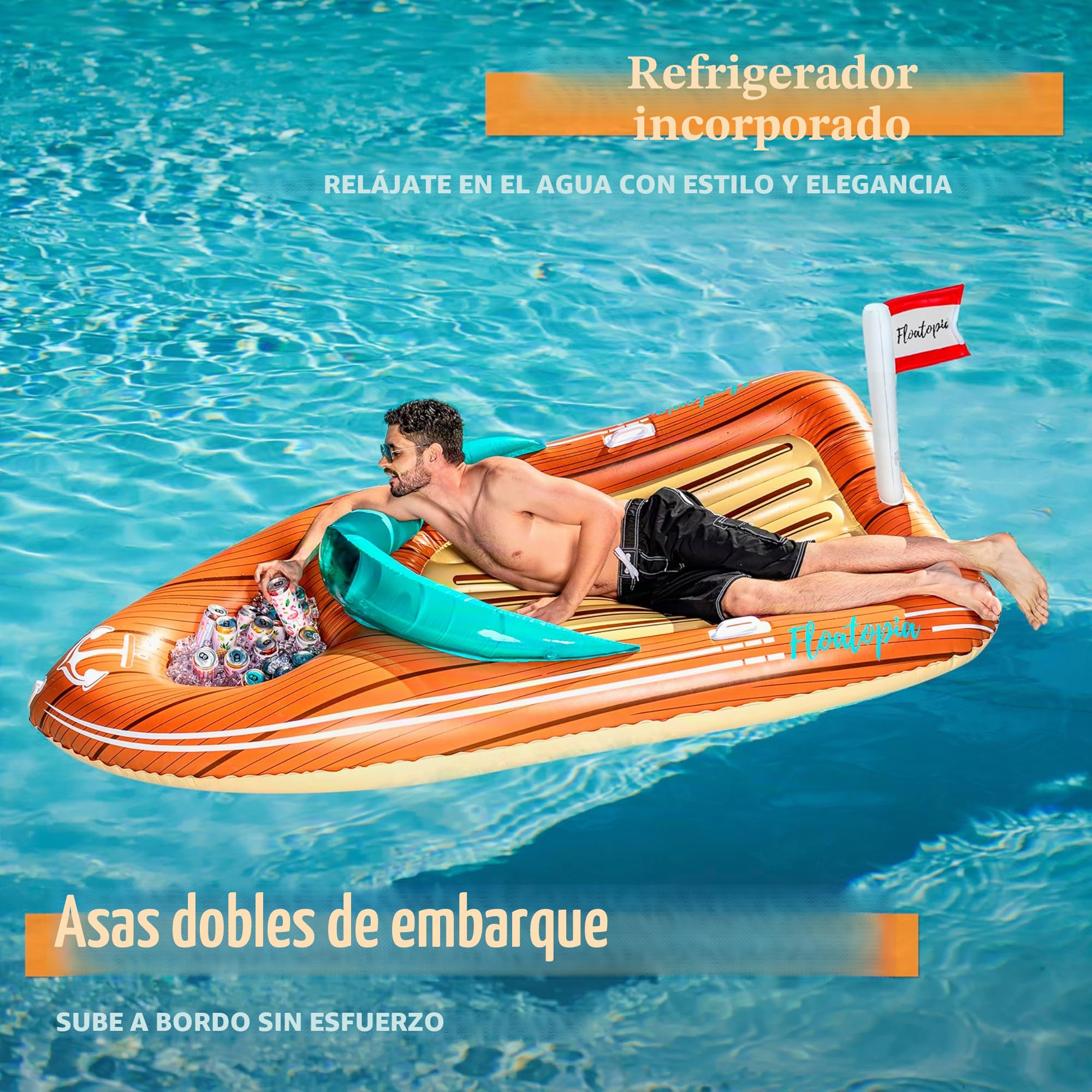 JOYIN - Flotador inflable gigante para piscina con forma de balsa y enfriador reforzado, para fiesta veraniega en piscina, juguetes para niños y adultos