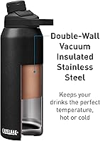 Vista 3 de CamelBak Chute Mag - Botella de agua de acero inoxidable con aislamiento al vacío de 25 onzas, color negro