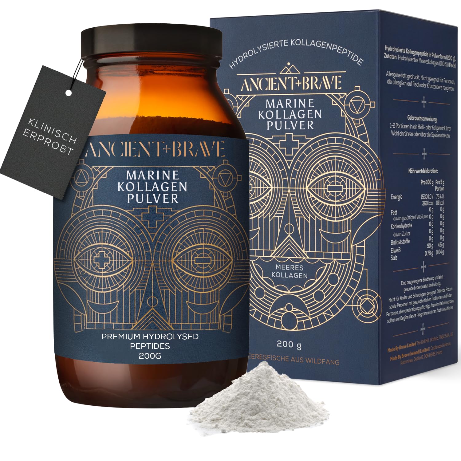Ancient + Brave Wild Collagen | 200 g | 33 Portionen | Kollagen | Marines Kollagenhydrolysat aus Wildfang, MSC, Proteinquelle, 100% Hydrolysiertes Kollagenpeptid, Ohne Zucker & Zusatzstoffe