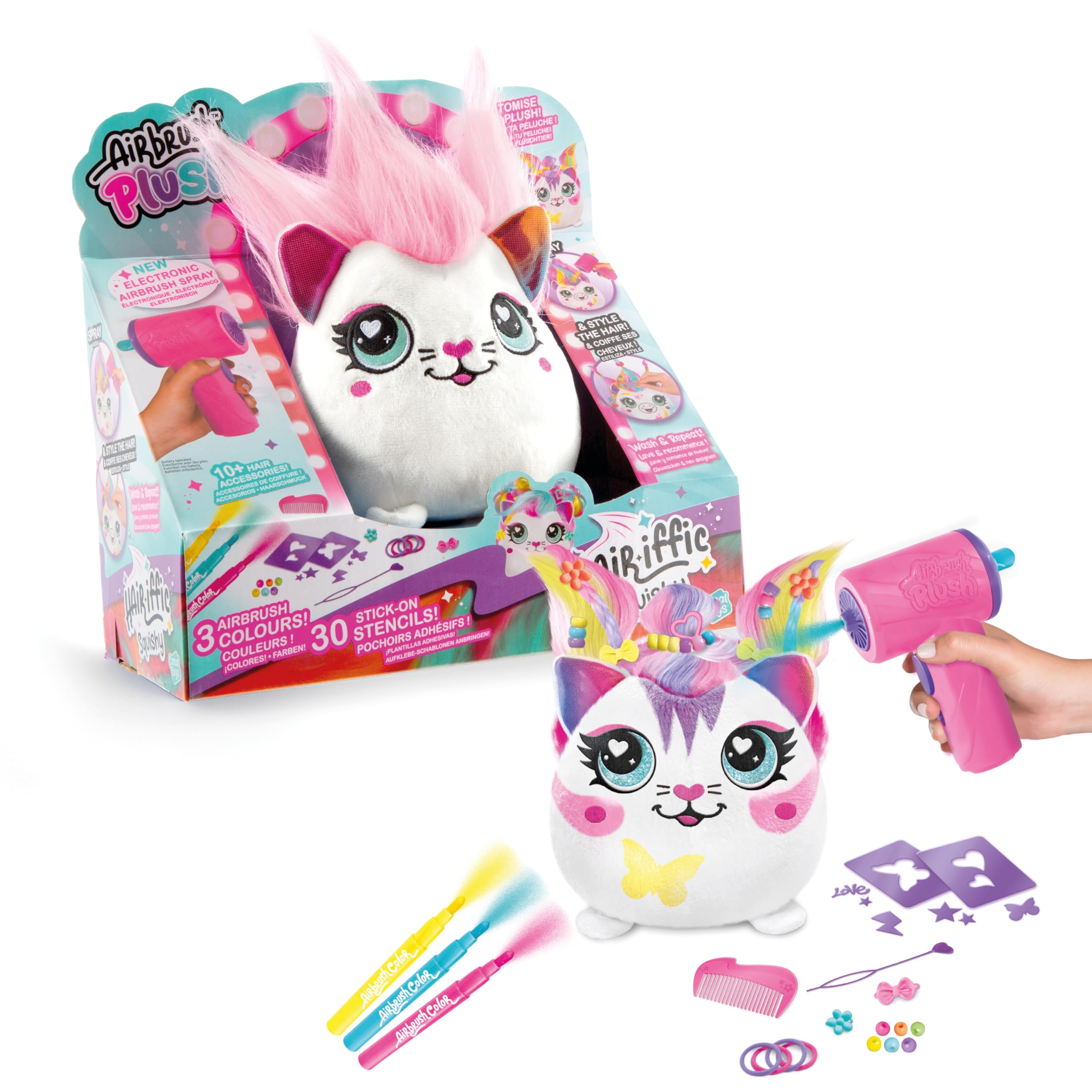 Peluche axolotl lumineux à personnaliser avec corne magique colorée