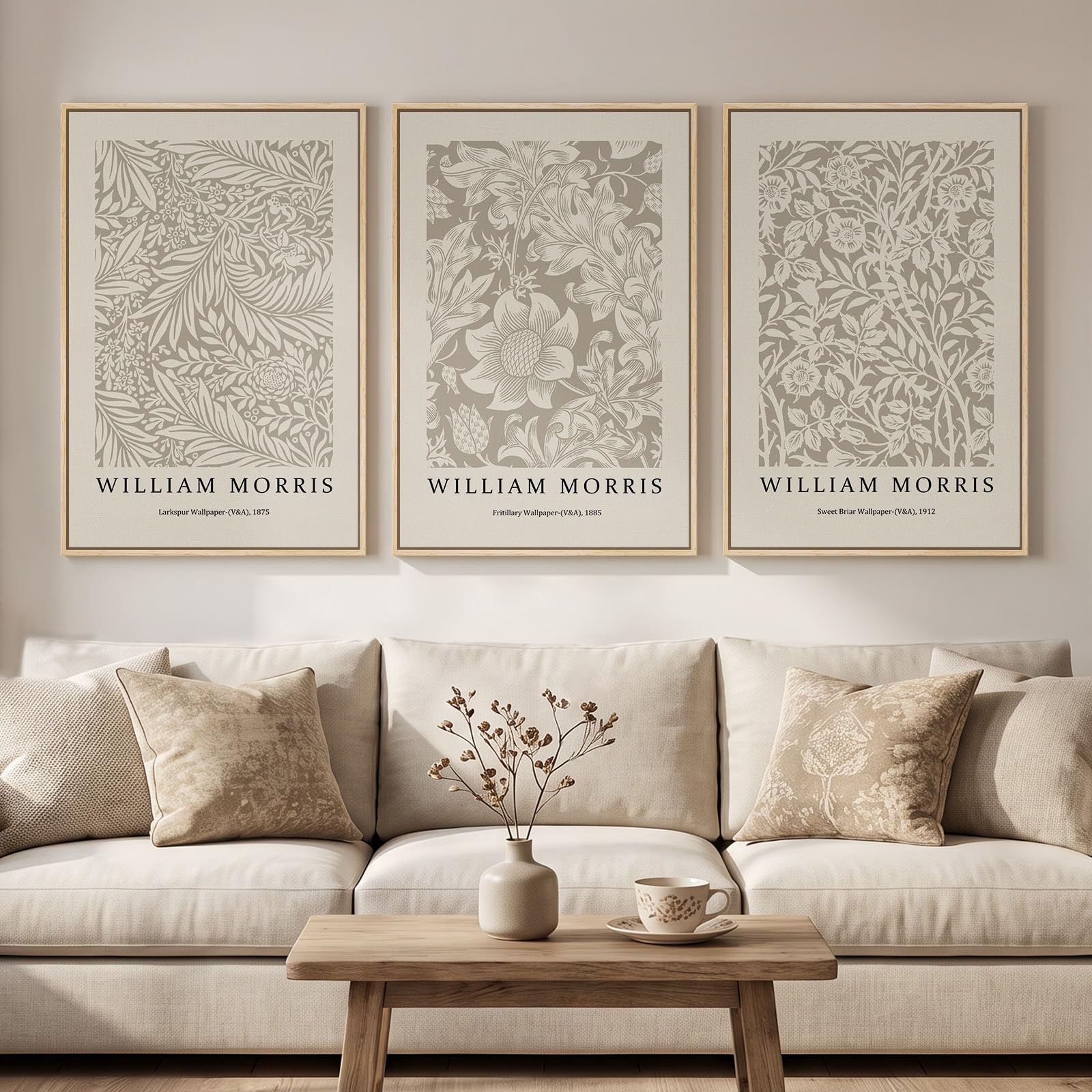 Amazon.com: Large Framed Neutral William Morris Boho Wall Art for