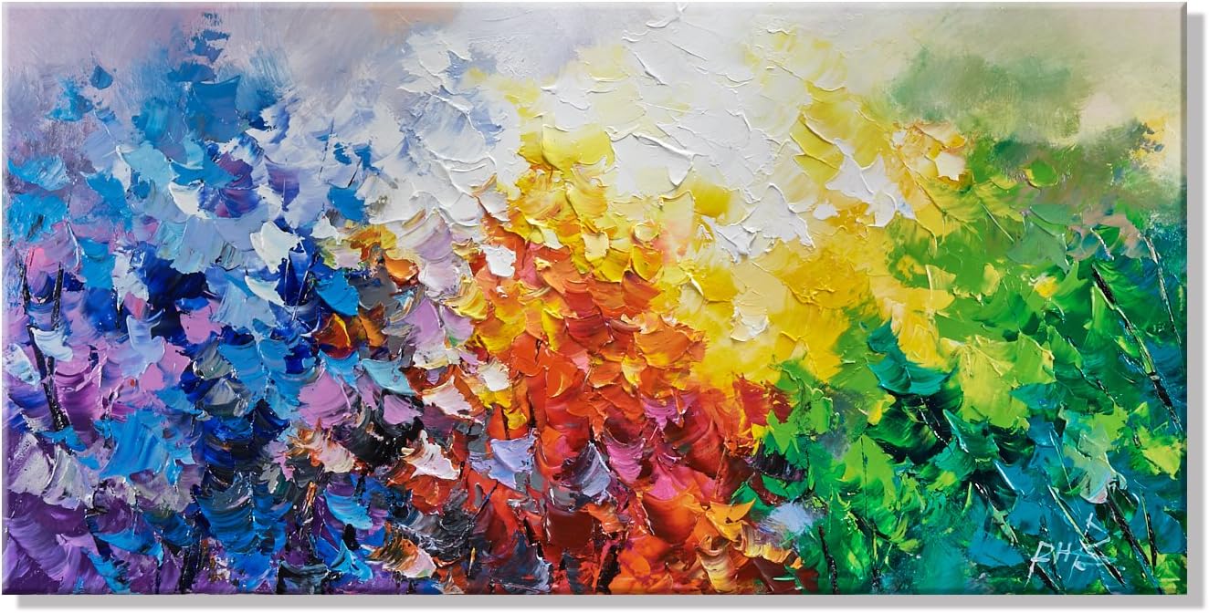 Original Colorful Abstract Painting on Canvas Poster Modern Abstract Cosmos Canvas Art for Living Room 20Inch x 40 Inch