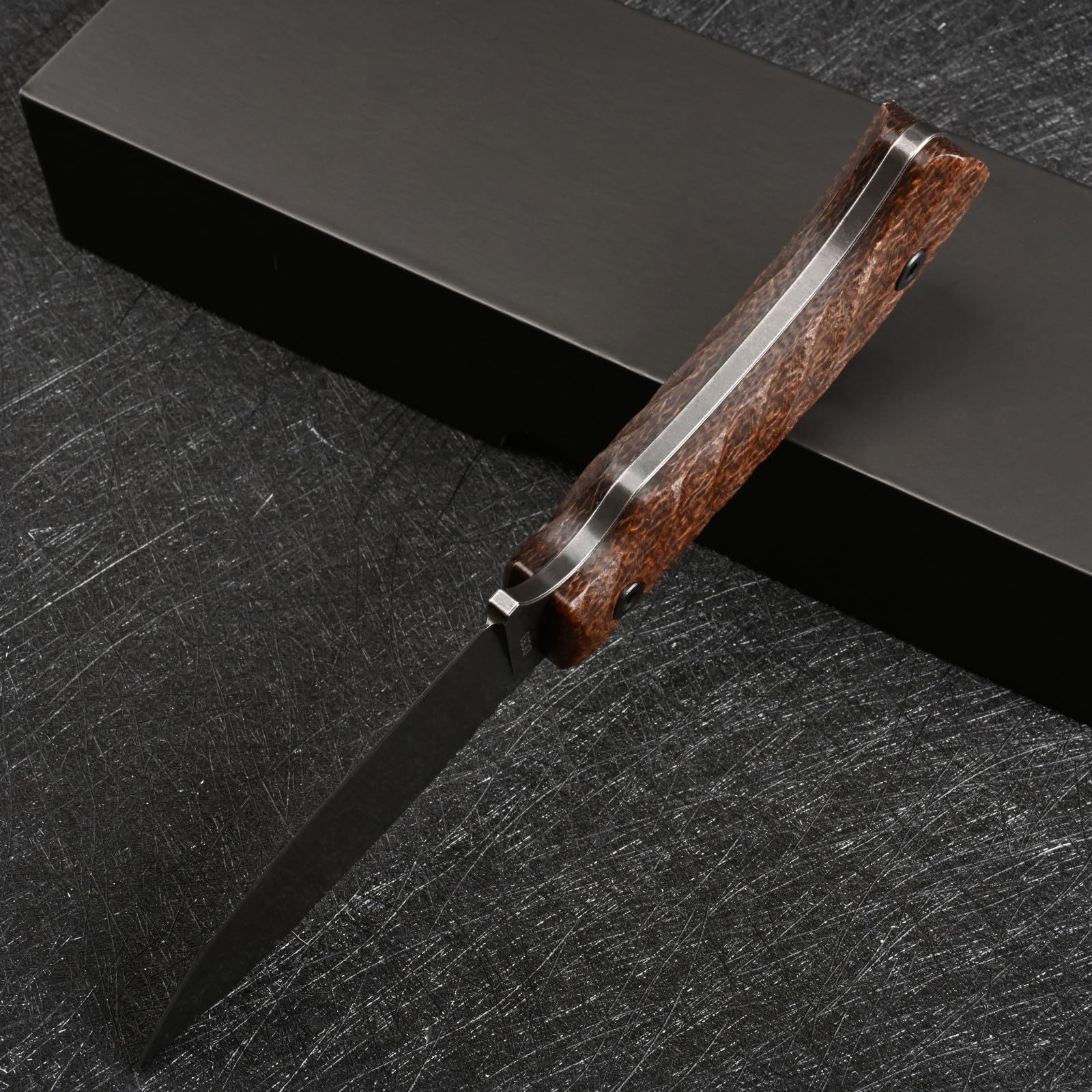 DC53 Stahl messer Feststehende Klinge Micarta Griff mit Kydex Scheide für Männer Outdoor Camping EDC Survival Jagdmesser (Schwarz + rutschfester Micarta Griff)