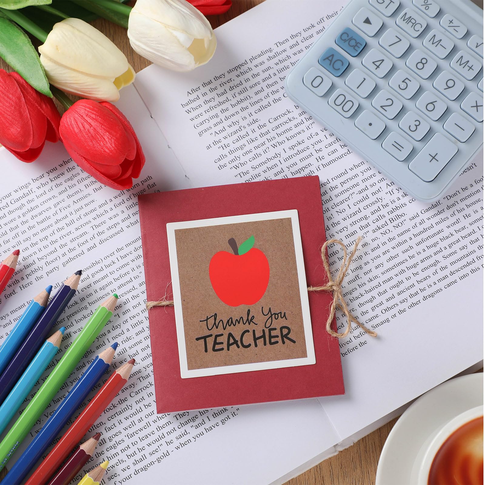 Skyygemm Teacher Gift Card Book Sleeves 5 Card Slots Teacher Appreciation Week Gift Cardholder 4.25 x 3.54 Inch Thank You Money Booklet for Appreciation Holiday Ornament