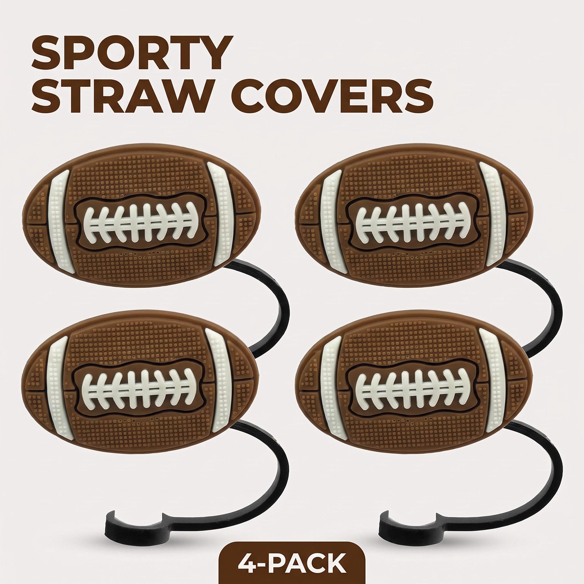 Reusable Straw Covers - Cute Rugby Silicone Caps -2