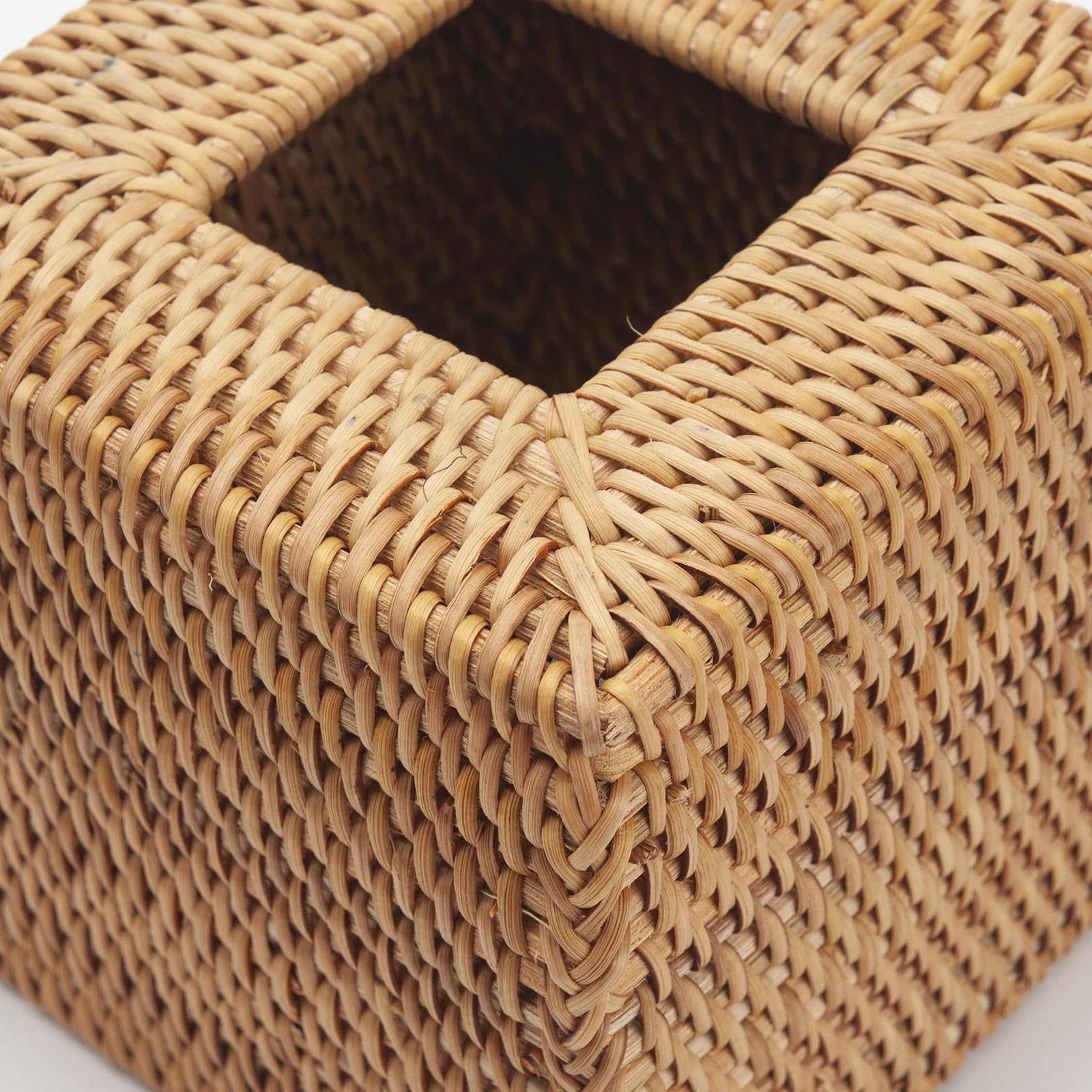Scatola per fazzoletti in Rattan Quadrato, Scatola per Salviette in Vimini, Scatola da Fazzoletti Intrecciato Decorativa per Bagno, Soggiorno, Cucina, Camera da Letto (Naturale)