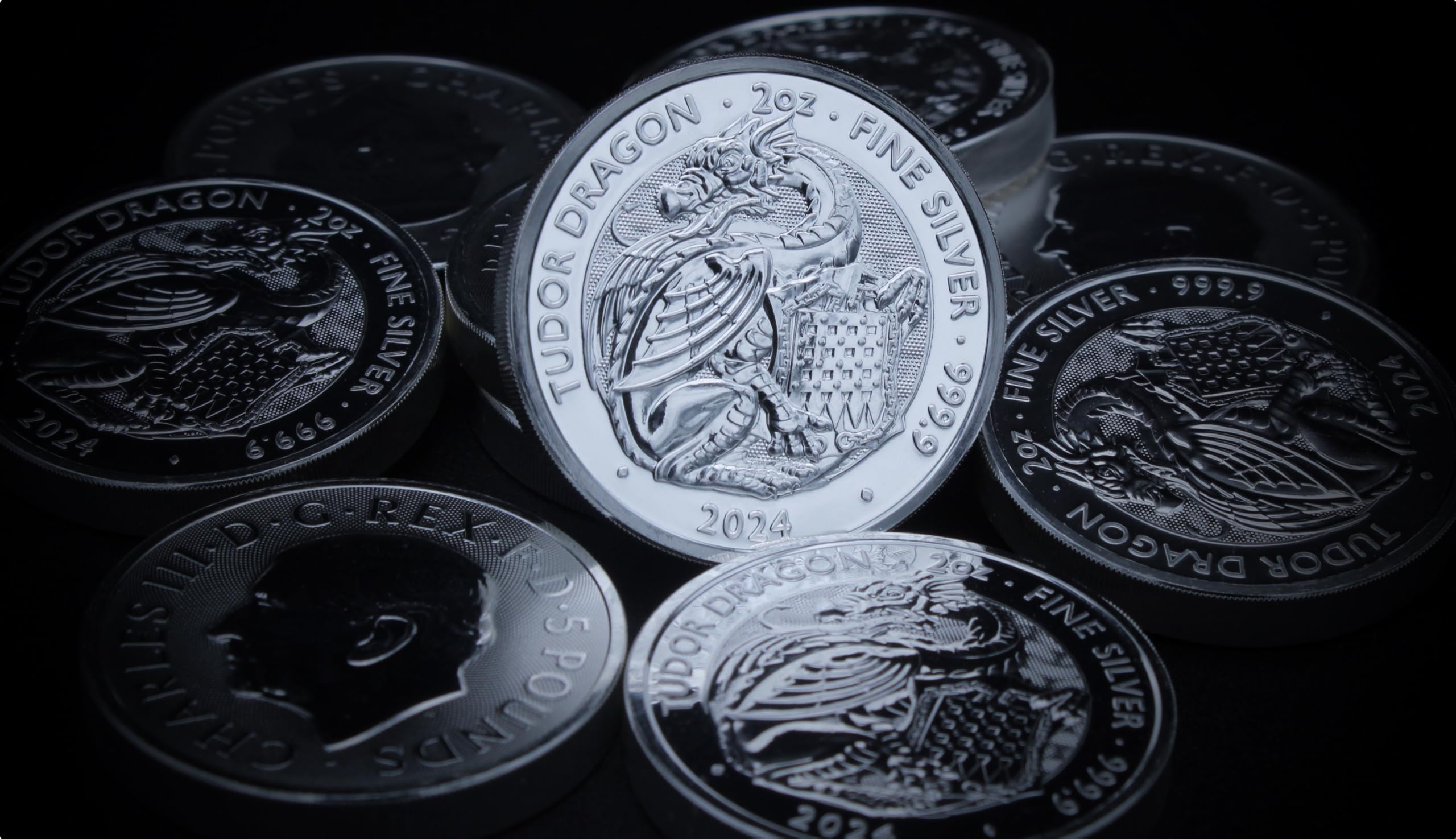 2024 2オンス ロイヤルチューダービースト　ドラゴン銀貨 British Royal Mint Tudor Beasts; Tudor Dragon - 2 Oz Silver Coin