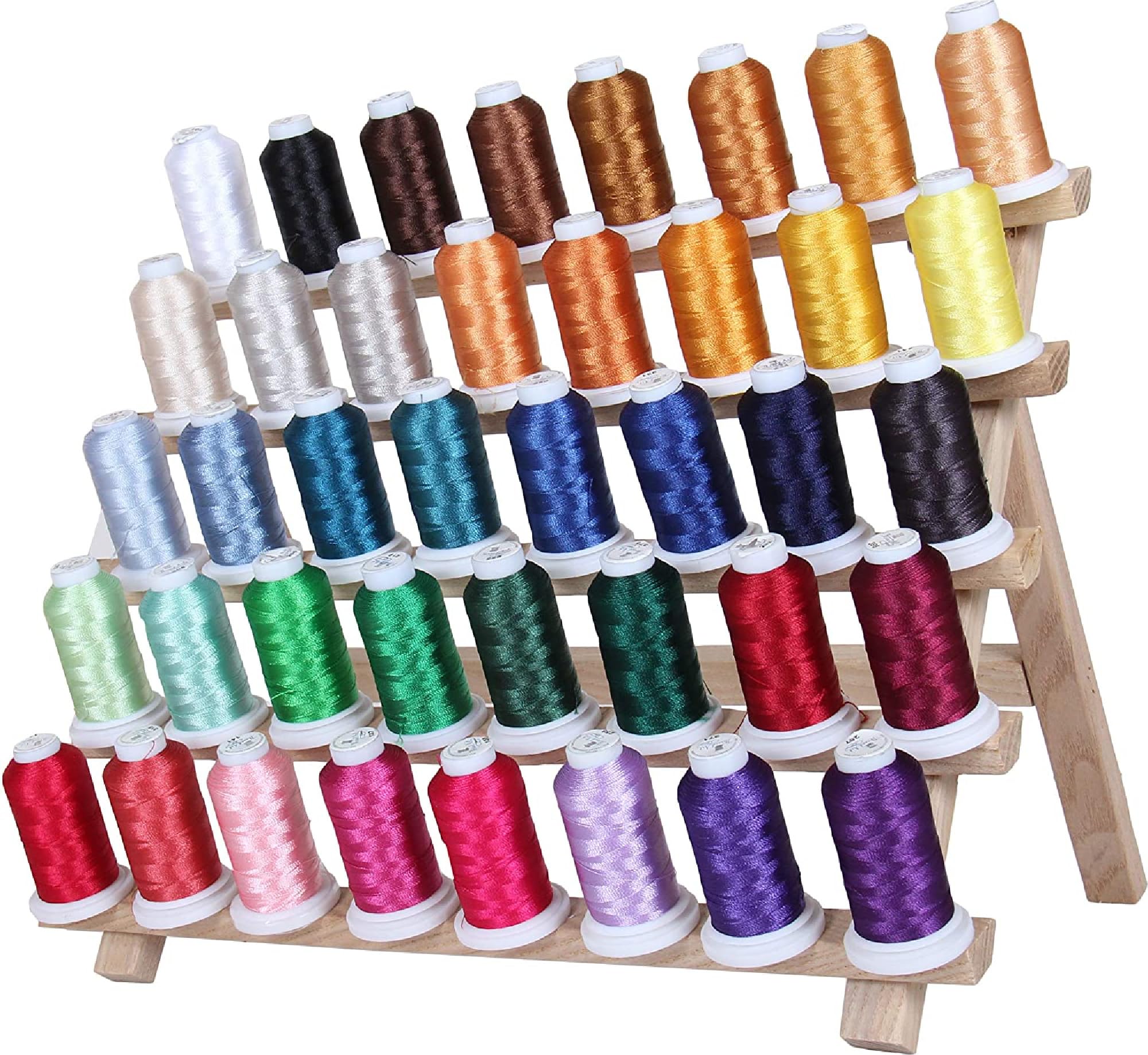 Threadart40 Color Polyester Embroidery Machine Thread Set - Set A - Vibrant Colors| 500M Spools 40wt | for Brother Babylock Janome Singer Pfaff Bernina Machines - Includes Black & White