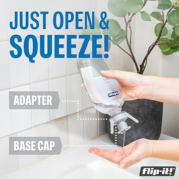 Flip-It! 2-Pack Premium Bottle Emptying Kit No more wasted product - Fits most plastic bottles Get out every drop of Shampoos, Lotions, More 2 Base Caps, 6 Adapters Pastel Color Edition
