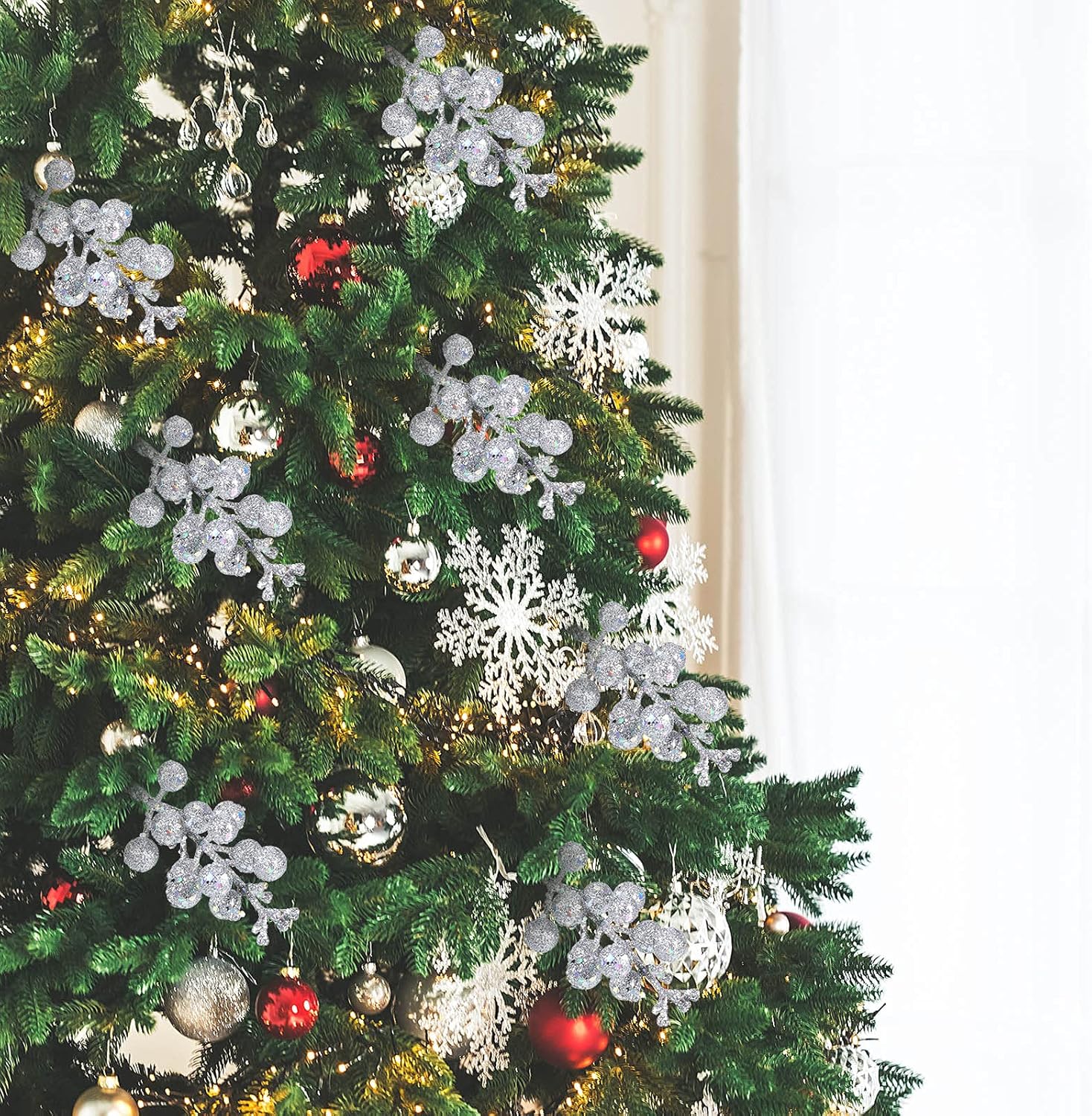 24 Pieces Artificial Berry Picks Christmas Berry Branches Xmas Berry