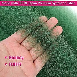 Afro Twist Hair - 18 Inch, 3 Packs, Pre Fluffed Spring Twist Hair for Soft Locs (Green)